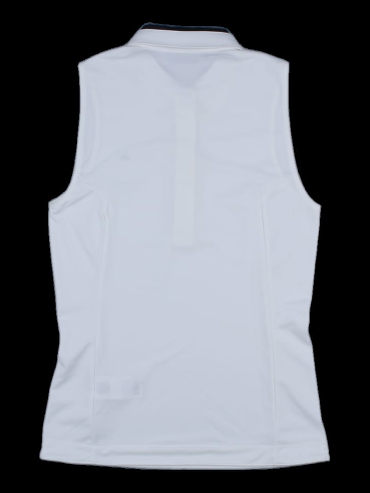 화이트 블랙 배색 sleeveless 카라 티셔츠