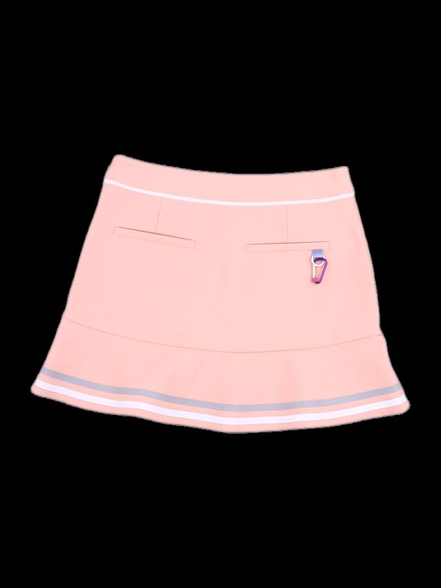 핑크 배색 라인 플레어 스커트