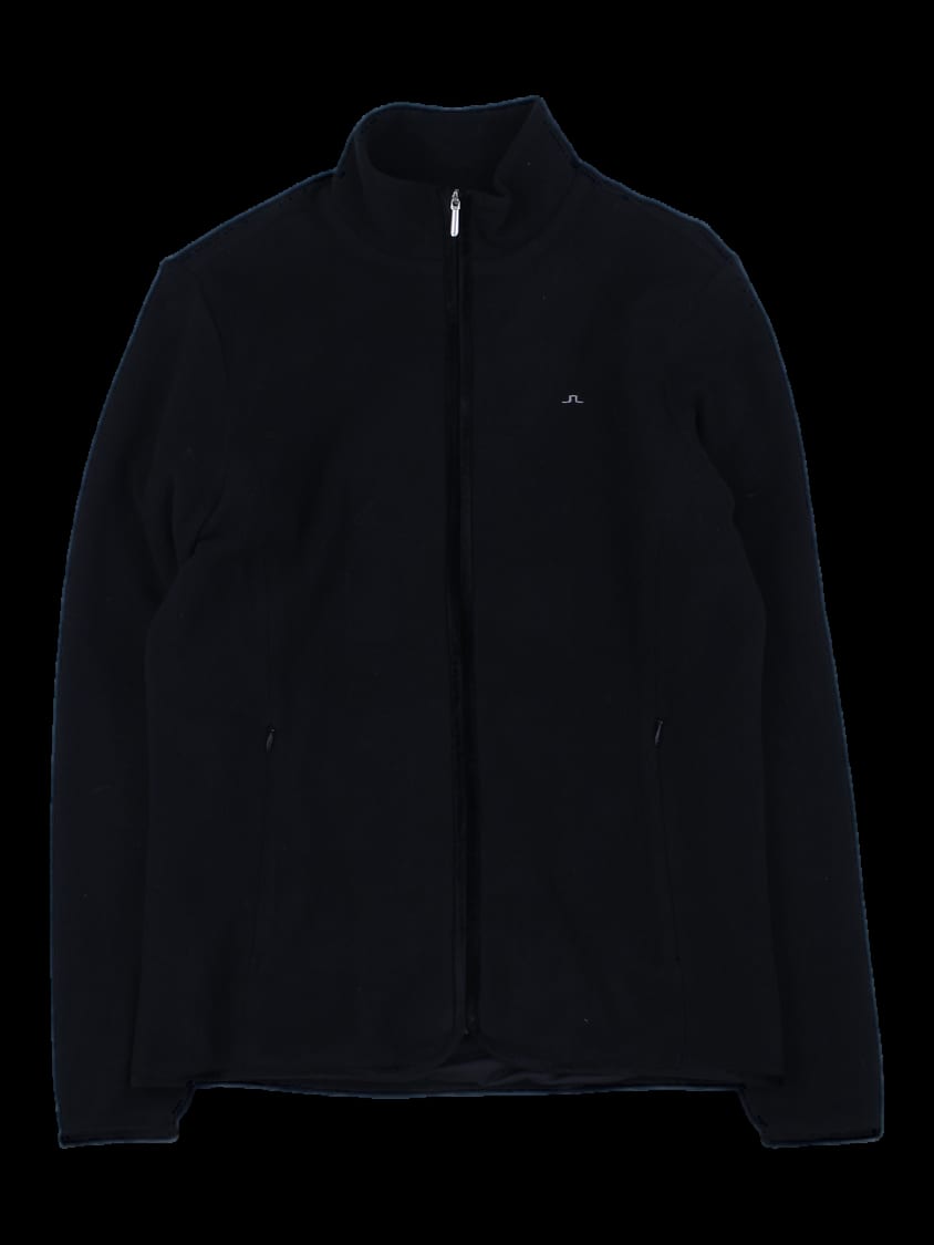 블랙 스탠드 칼라 집업 플리스 자켓