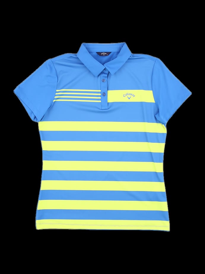 블루 스트라이프 반팔 카라 티셔츠