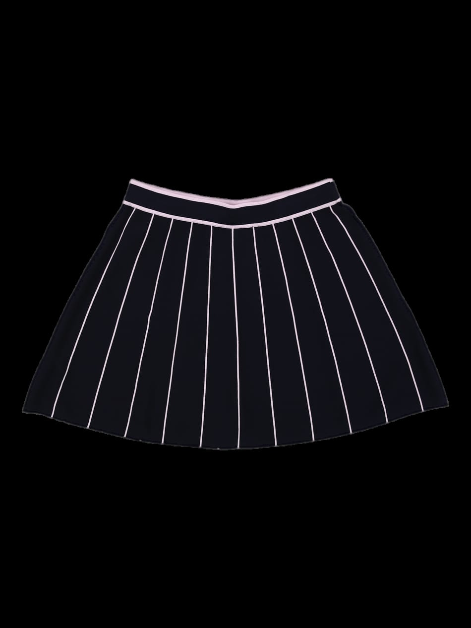블랙 세로 스트라이프 니트 스커트