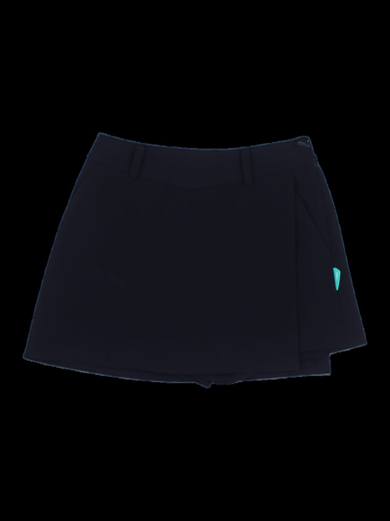 블랙 솔리드 랩 큐롯 팬츠
