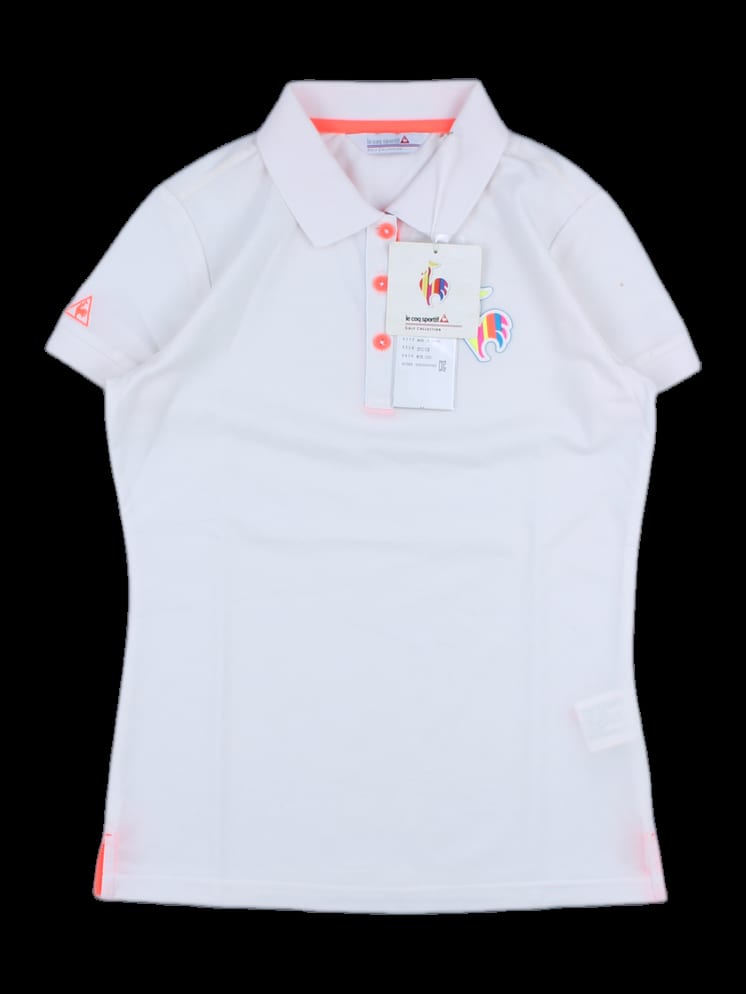 화이트 네온 탭 포인트 반팔 카라 티셔츠
