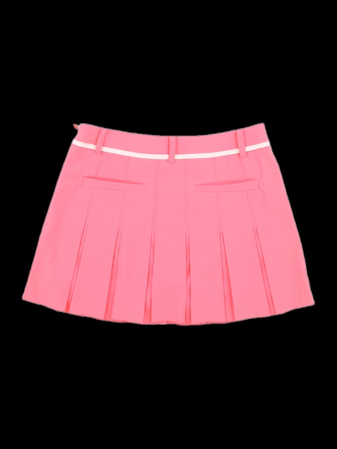 핑크 솔리드 플리츠 스커트