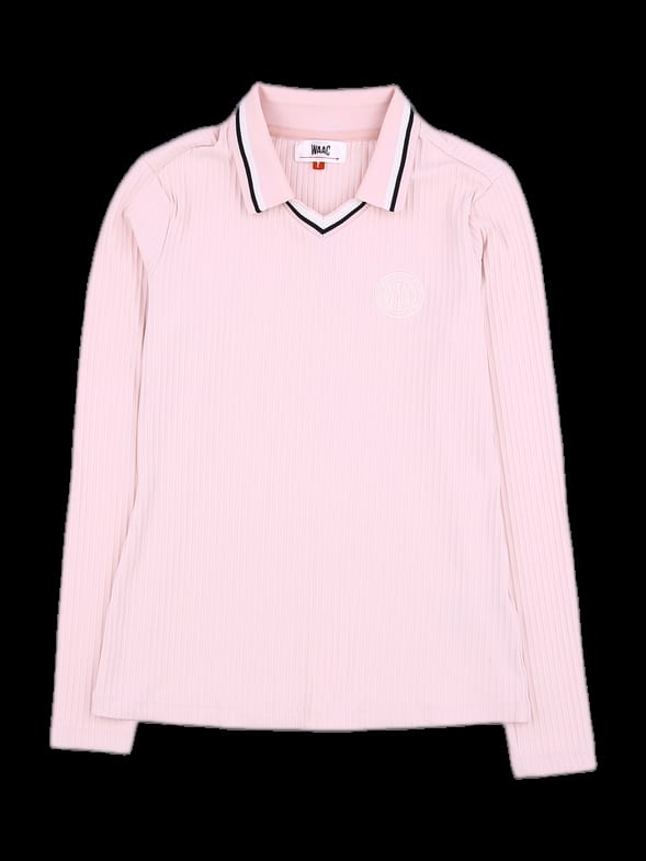 라이트 핑크 골지 긴팔 카라티