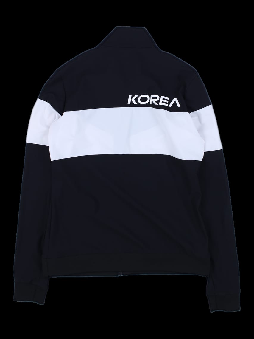 블랙 화이트 배색 긴팔 집업 자켓