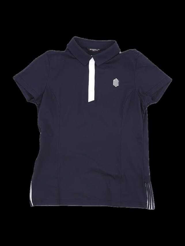 네이비 배색 플리츠 반팔 카라티