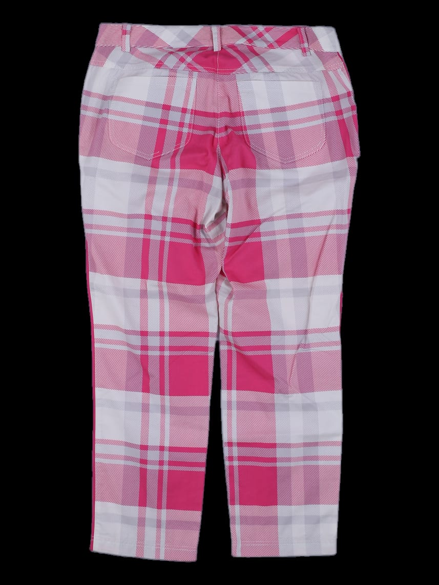 핑크 깅엄 체크 크롭 팬츠