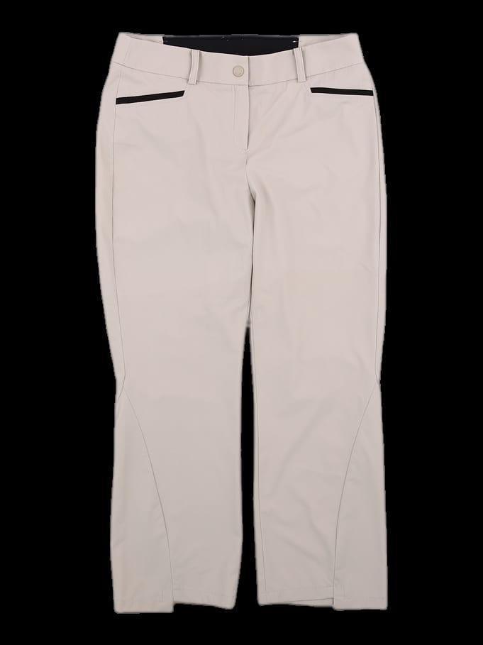 베이지 솔리드 스트레이트핏 롱팬츠