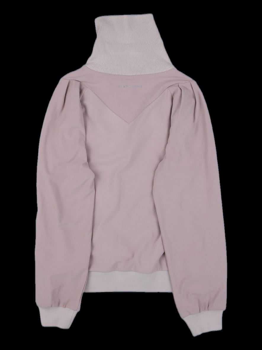 베이지 톤온톤 하이넥 하프집업 티셔츠