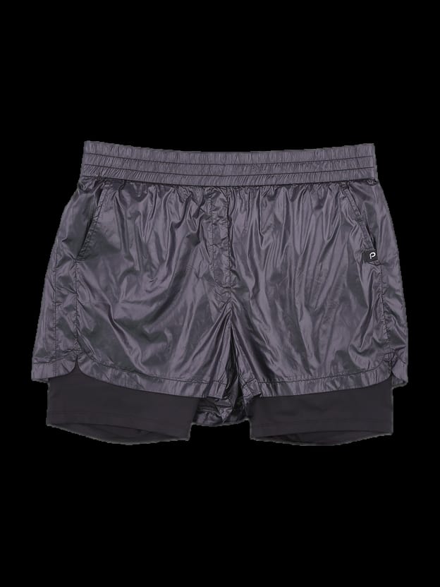 블랙 나일론 레이어드 반바지