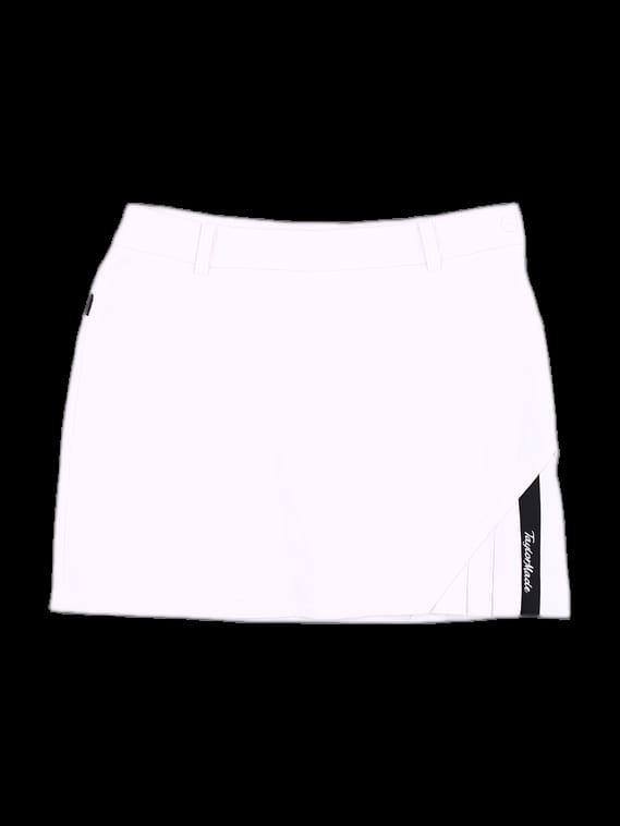 화이트 측면 블랙 테이프 포인트 플리츠 미니 스커트