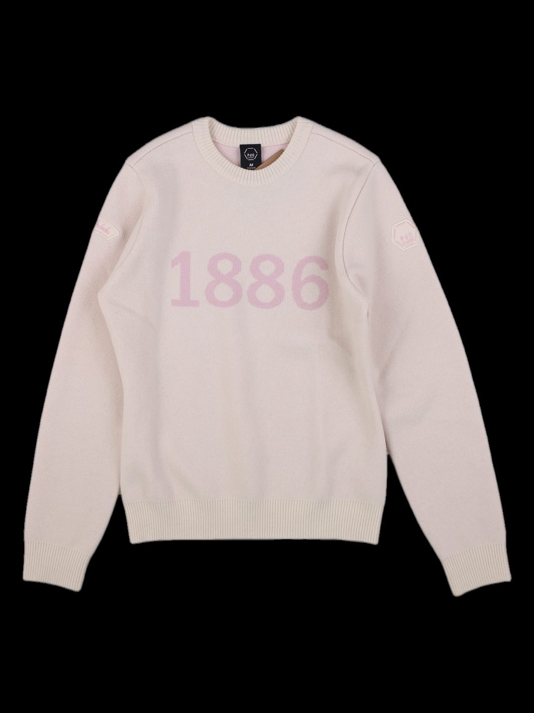 연핑크 1886 그래픽 긴팔 니트