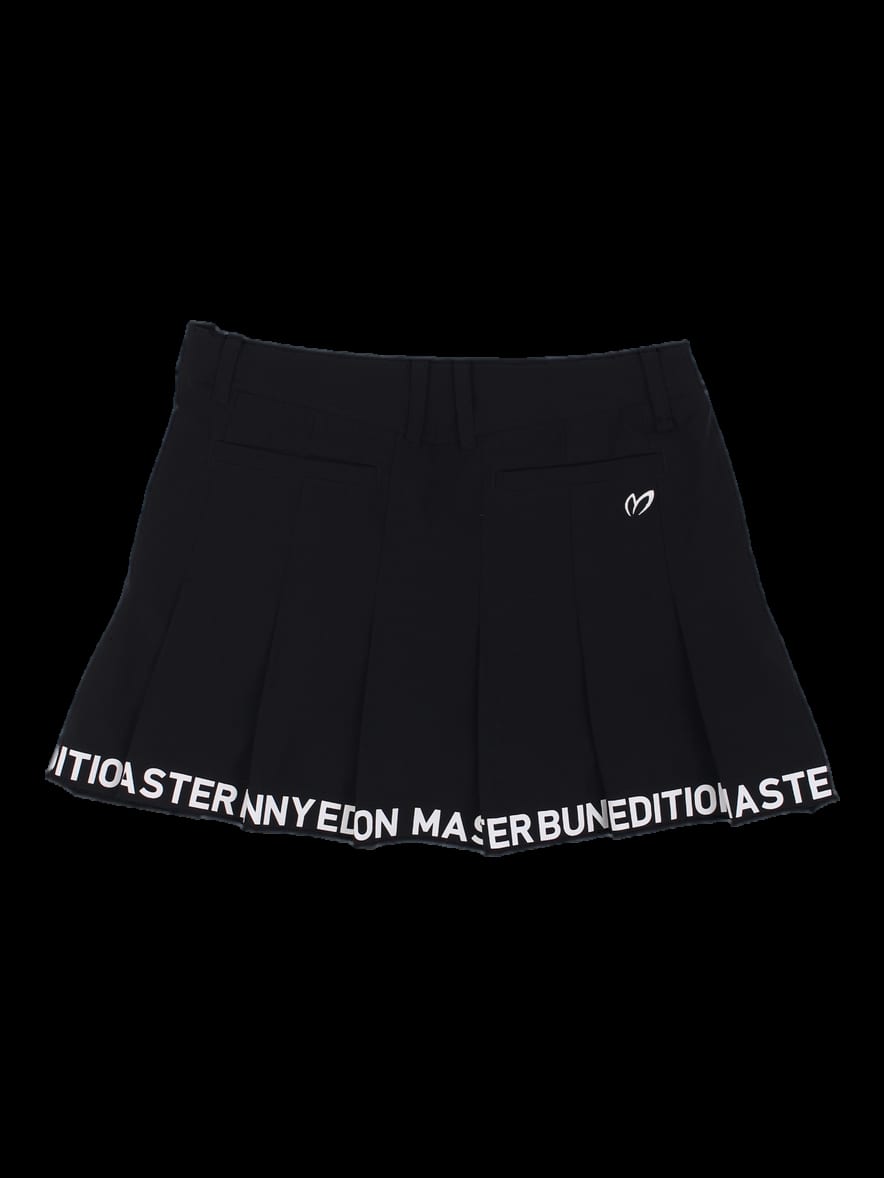 블랙 레터링 플리츠 스커트