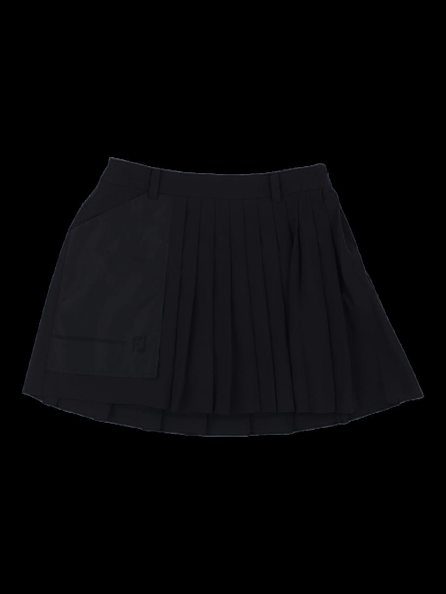 블랙 플리츠 믹스 미니 스커트