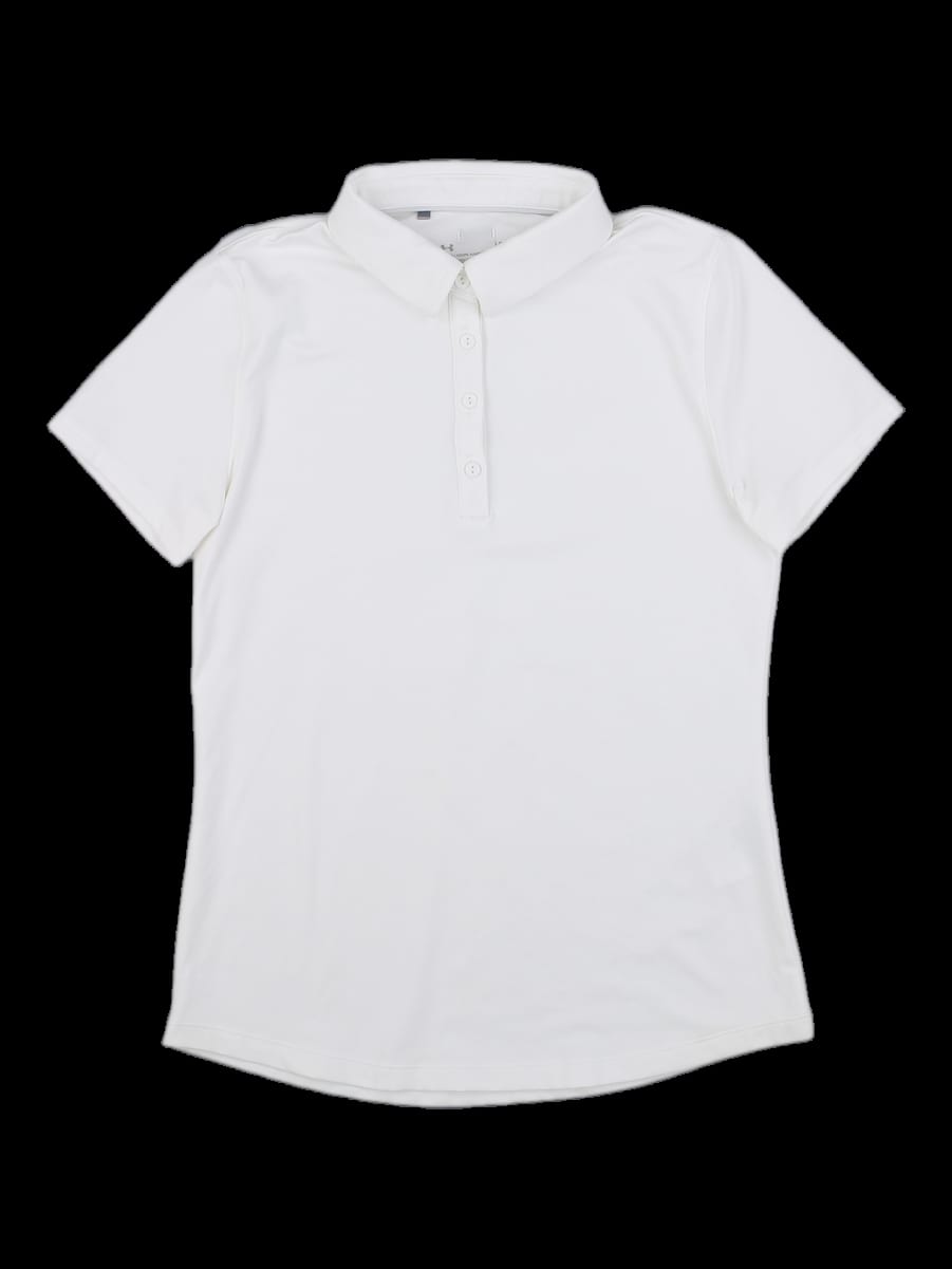 화이트 솔리드 반팔 카라 티셔츠
