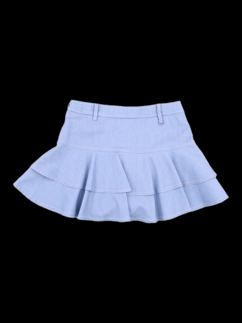 연청 데님 투티어 캉캉 스커트