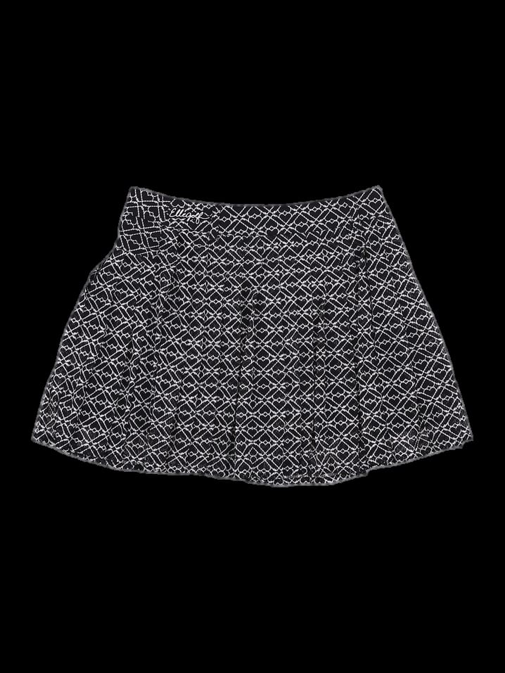 블랙 앤 화이트 지오메트릭 패턴 플리츠 큐롯 스커트