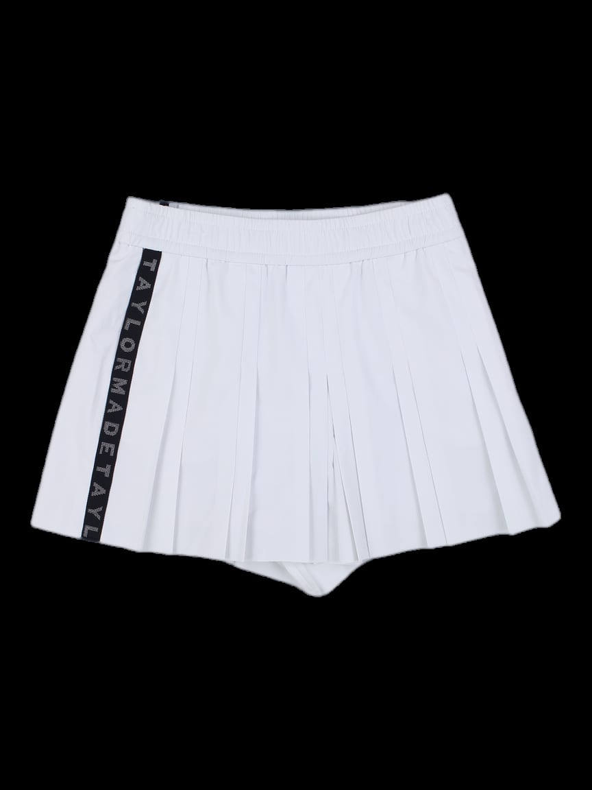 화이트 플리츠 큐로트 팬츠