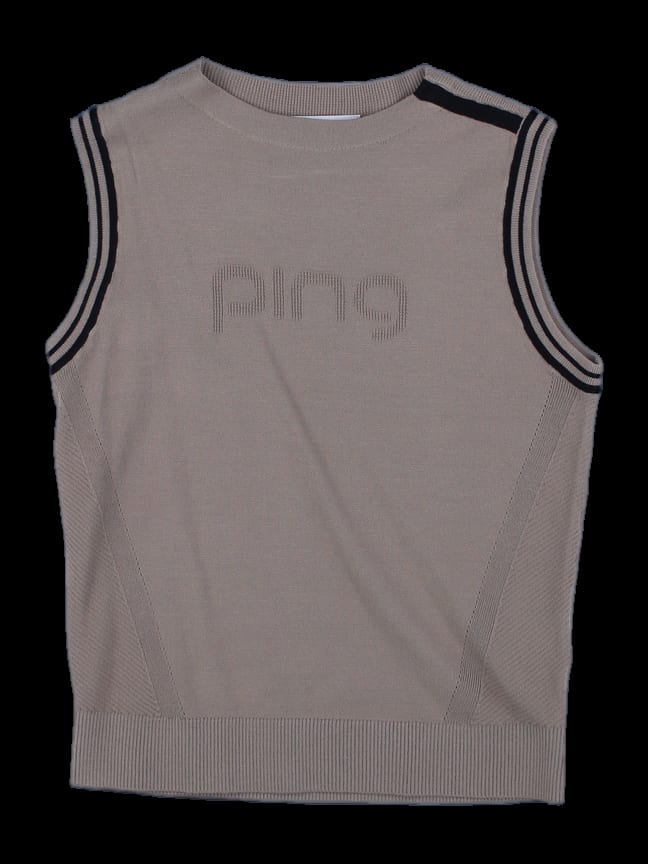 베이지 로고 니트 베스트