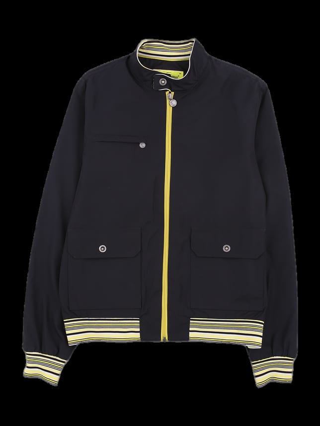 블랙 배색 스트라이프 집업 점퍼