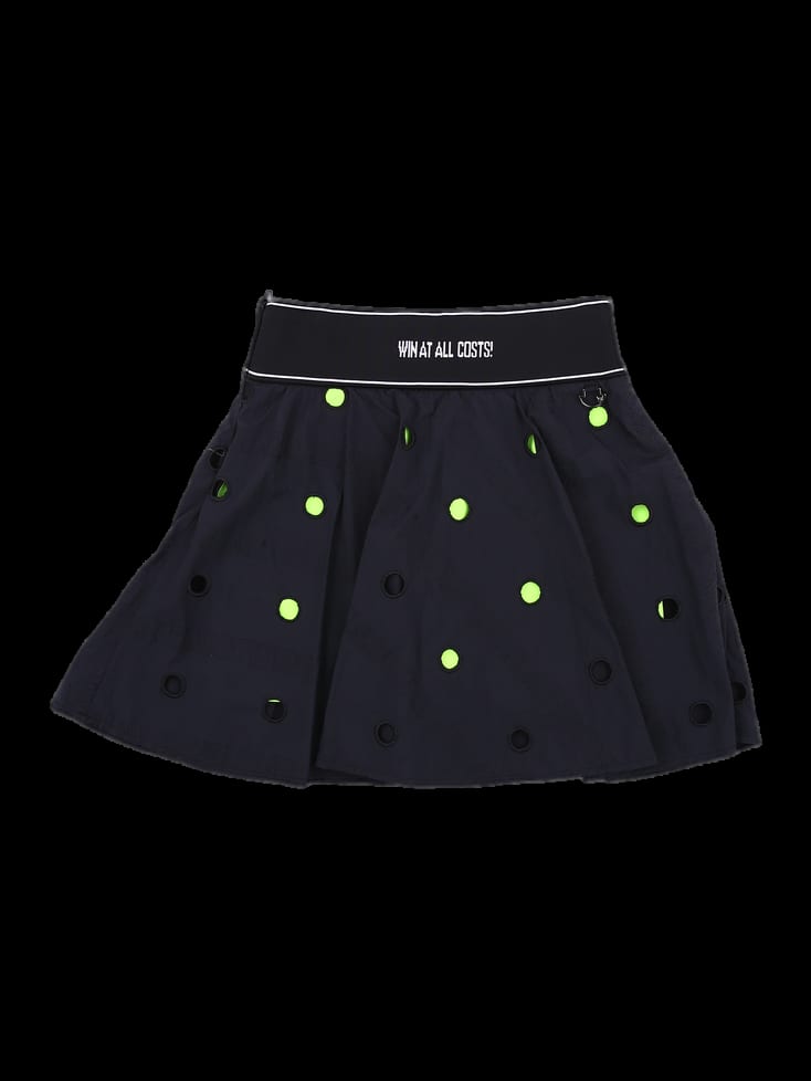 블랙 도트 펀칭 플리츠 스커트