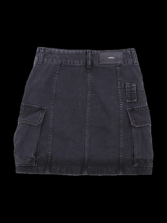 블랙 워싱 데님 카고 스커트