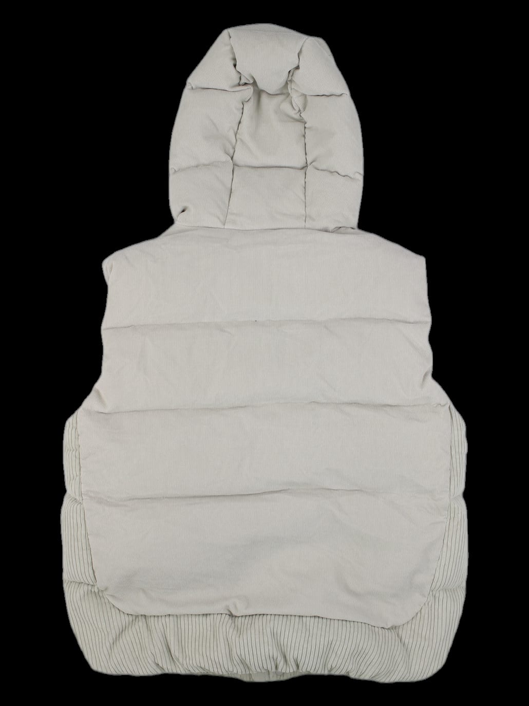 베이지 코듀로이 후드 패딩 베스트