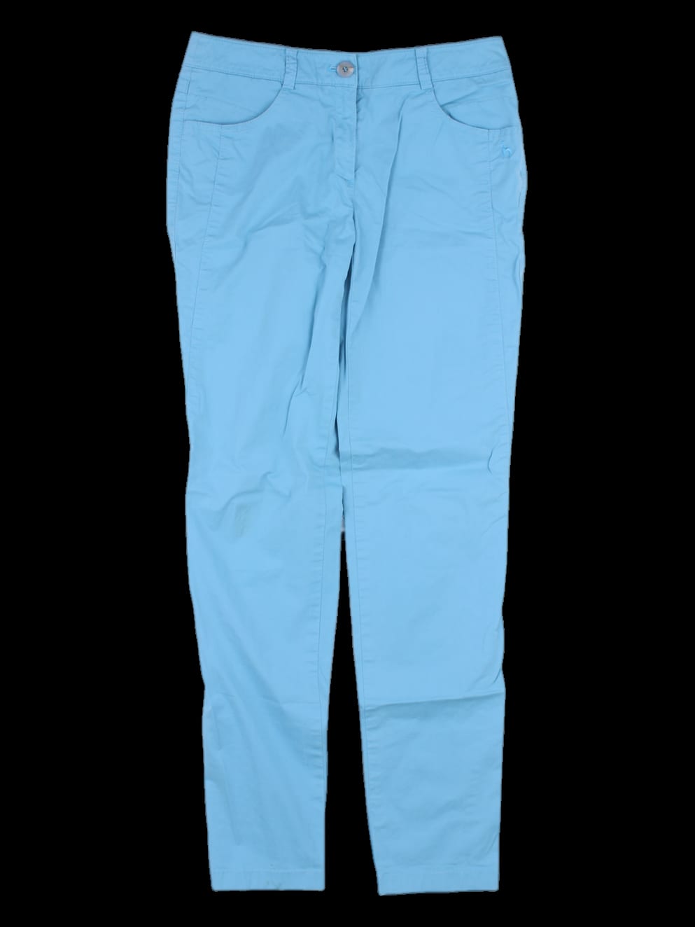 블루 코튼혼방 슬림핏 긴바지