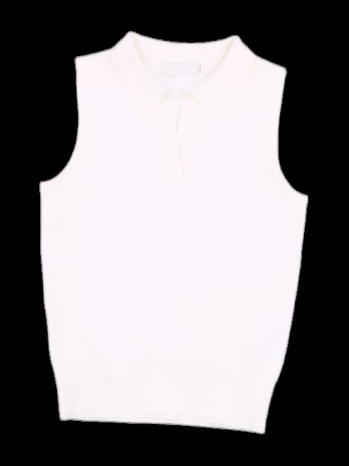 아이보리 니트 민소매 카라티