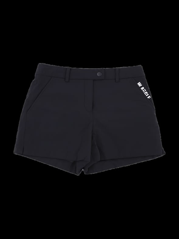 블랙 솔리드 로고 포인트 반바지