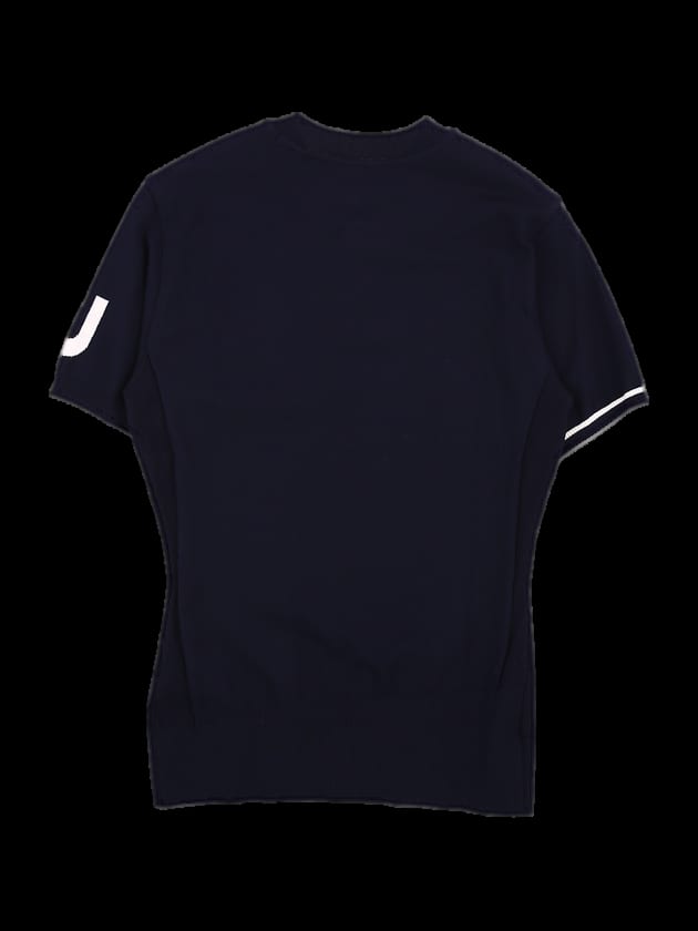 네이비 로고 반팔 니트 티셔츠