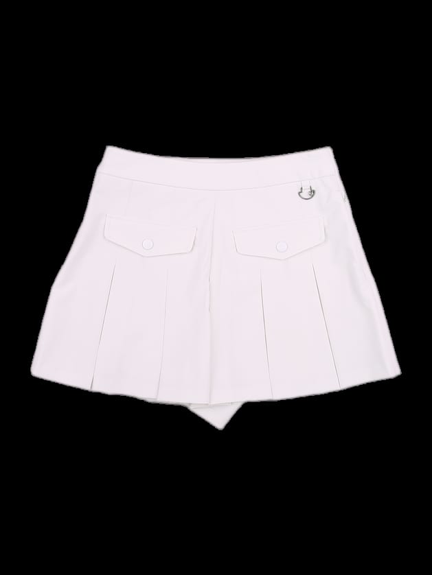화이트 랩 플리츠 큐롯 스커트