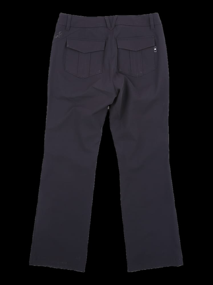블랙 솔리드 슬림 부츠컷 롱 팬츠