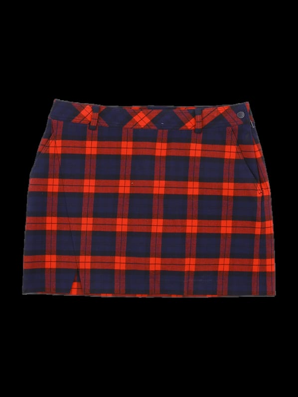 네이비 레드 체크 미니 스커트
