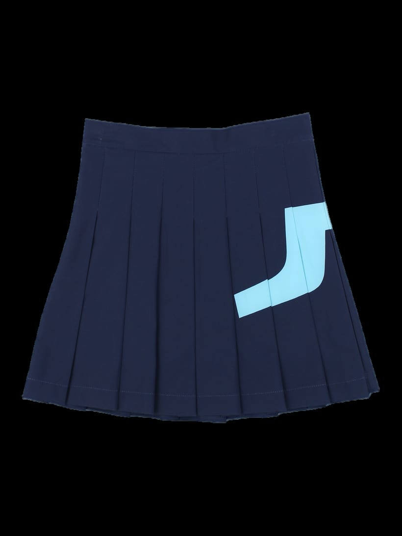 네이비 컬러 블록 플리츠 스커트