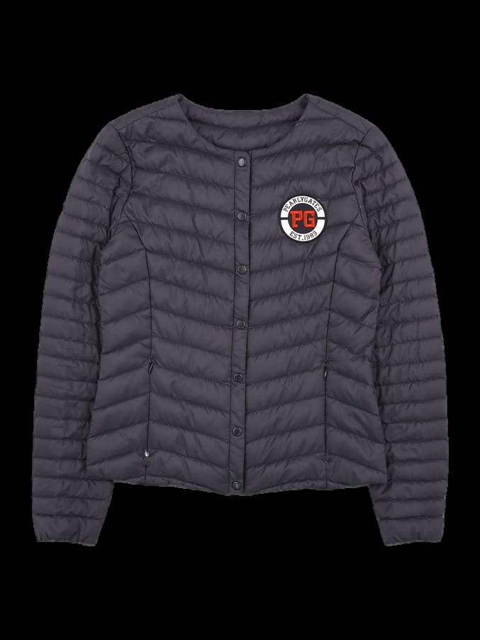 블랙 노칼라 경량 패딩 자켓