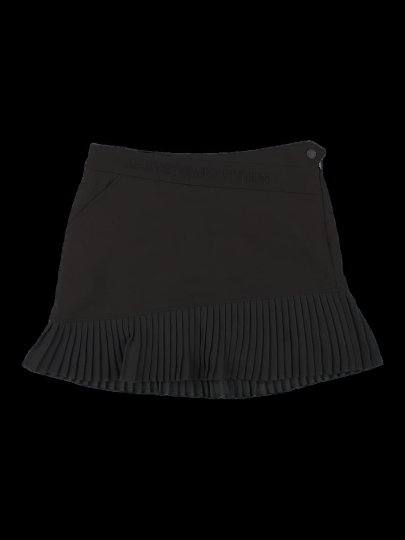 블랙 플리츠 헴 미니 스커트
