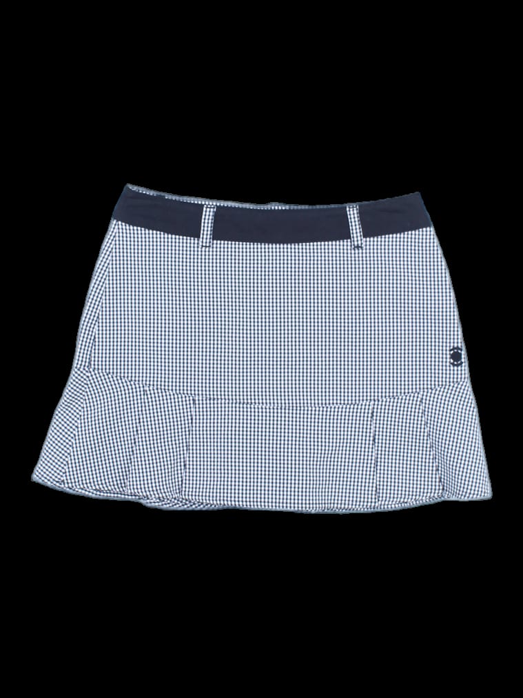 블랙 체크 패턴 플레어 큐롯 스커트