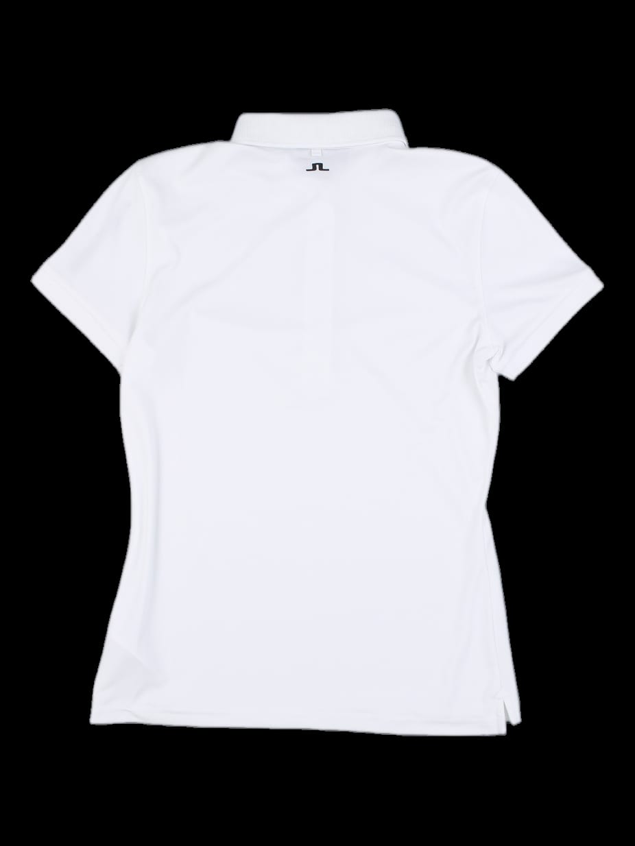 화이트 로고 자수 반팔 카라 티셔츠