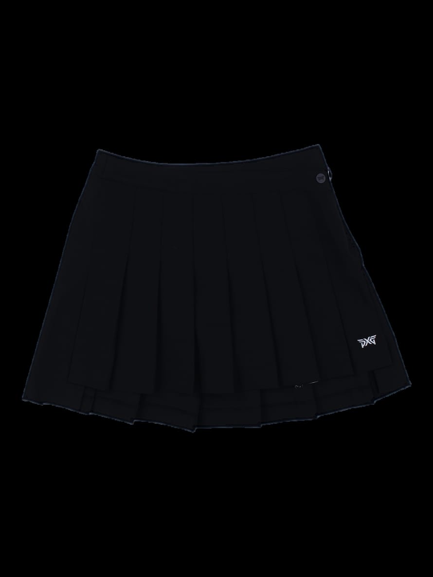 블랙 로고 포인트 플리츠 미니 스커트