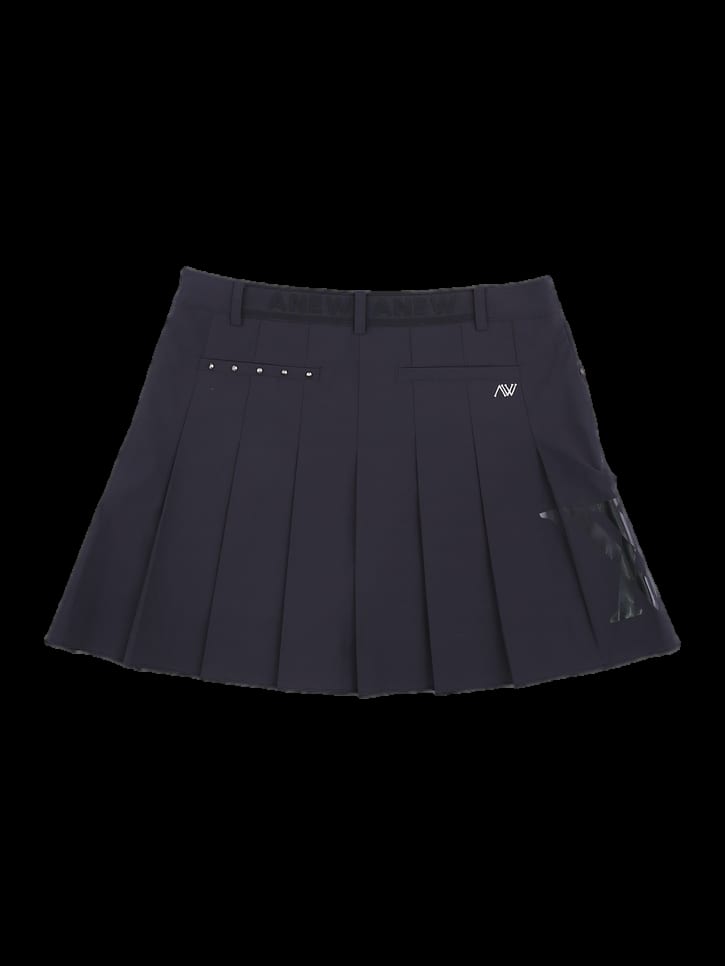 블랙 로고 플리츠 큐롯 스커트