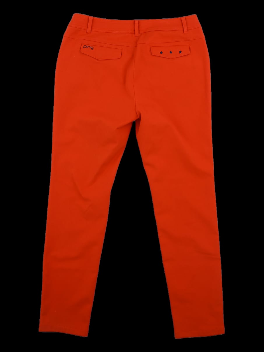 오렌지 슬림핏 긴바지 팬츠