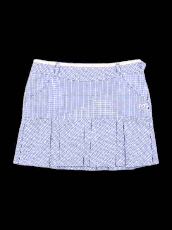 블루 체크 플리츠 큐롯 스커트