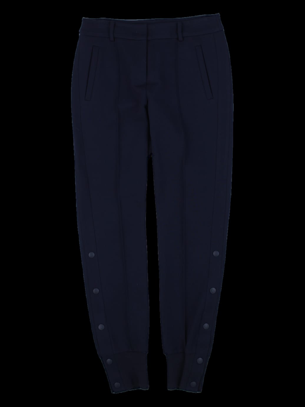 네이비 솔리드 버튼 앵클 조거 팬츠