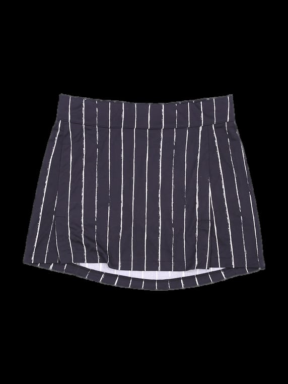 블랙 세로 스트라이프 A라인 큐롯 스커트
