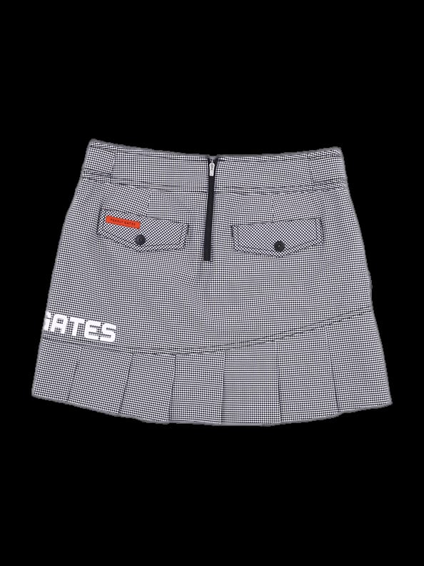 블랙 앤 화이트 체크 플리츠 스커트