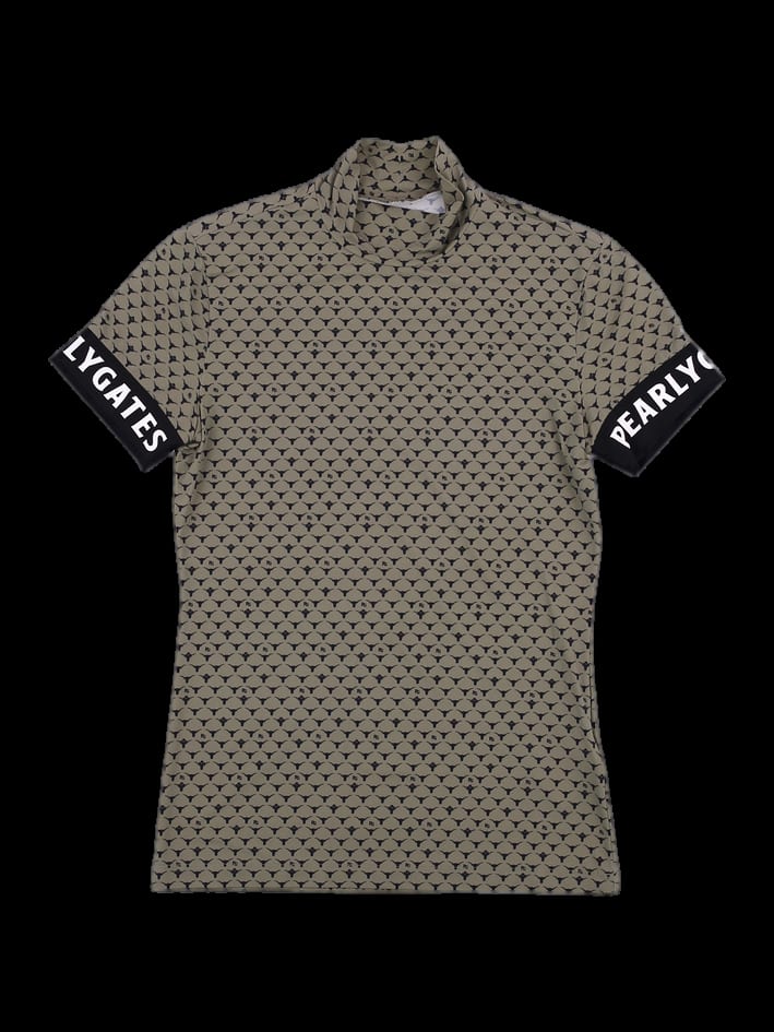 카키 올오버 패턴 반팔 하이넥 티셔츠