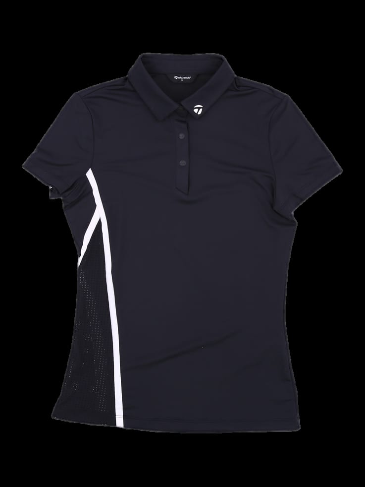 블랙 사이드 배색 반팔 카라 티셔츠