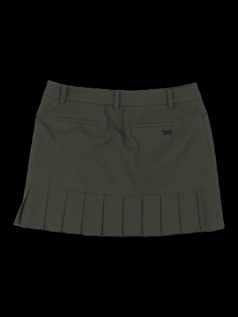 카키 솔리드 플리츠 큐롯 스커트